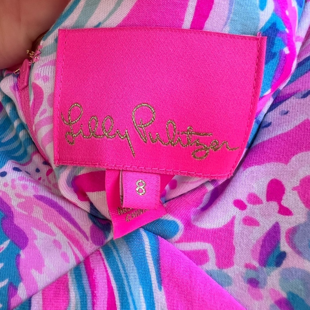 Lilly Pulitzer Pink and Blue Swirl Midi Dress - Picture 4 of 8